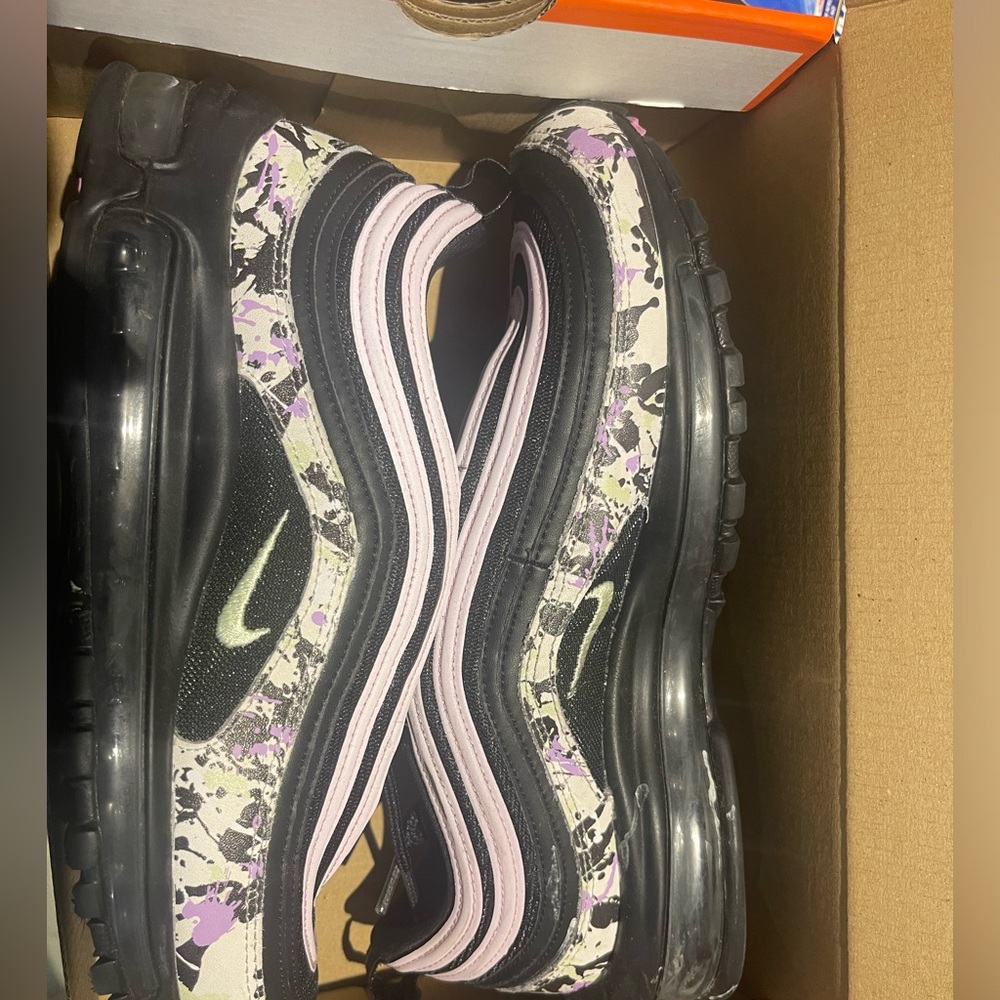 BLACK, PURPLE, AND GREEN FLORAL AIR MAX